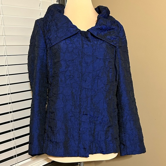 Chico's Jackets & Blazers - Chico's Textured Navy Blue Coat Size 1- M/8